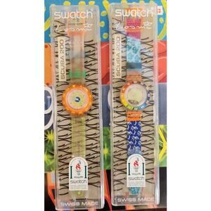 Swatch Watch lot MIND THE SHARK & FRULLATO NON WORKING COLLECTORS DISPLAYS
